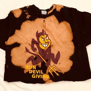 Black destroyed ASU crop top